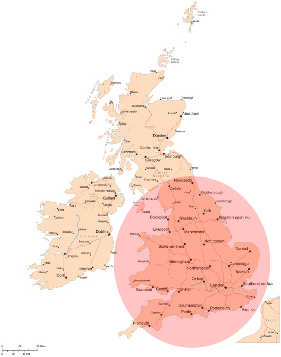 Broughton Plant Hire Delivery Map